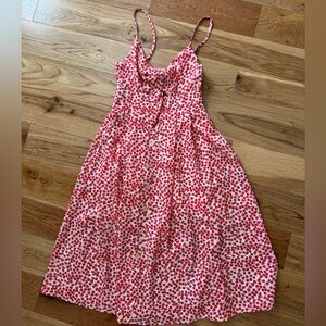 Red White Floral Midi Dress